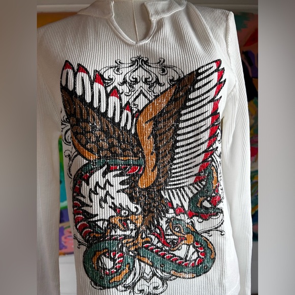 ✖️SOLD✖️Urban Outfitters Eagle Thermal Notch Neck Long Sleeve Large - Picture 4 of 11